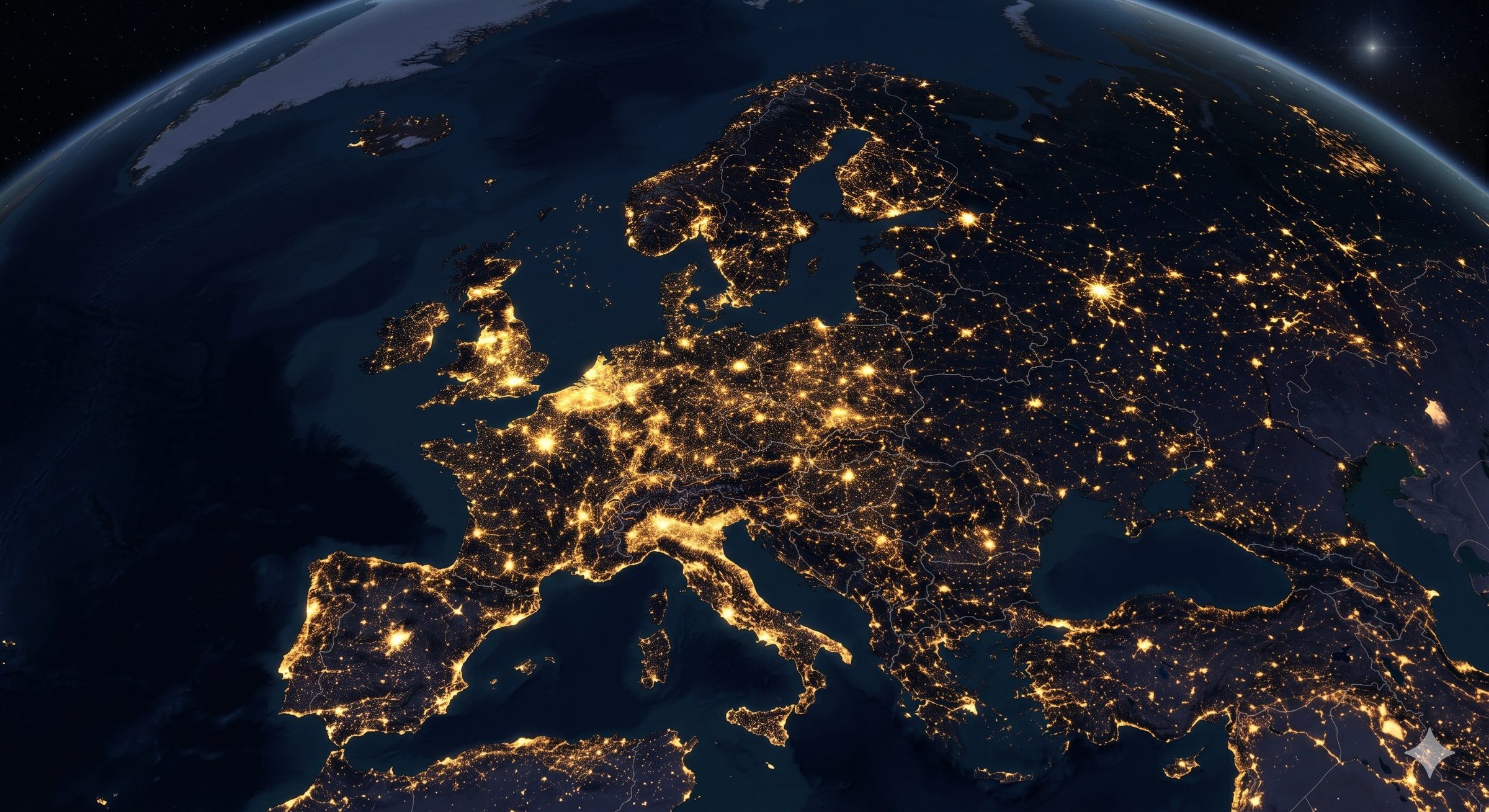 Europa bei Nacht aus dem Orbit